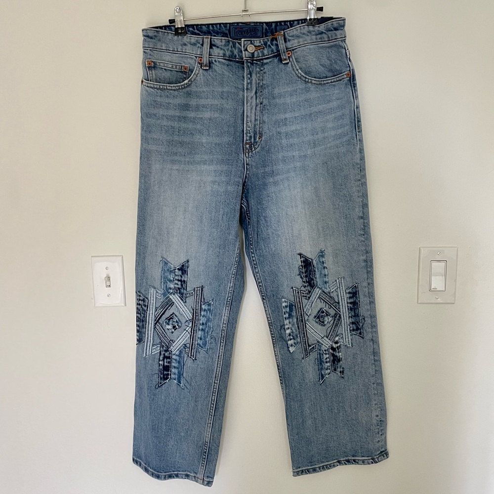 Patchwork knee Lucky Brand ankle Jeans